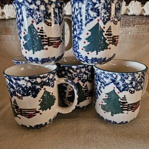 ❤️ Cabin In The Snow ~  Mugs by Tienshan| 6 total | Holiday Design